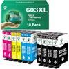 GREENSKY Cartucce 603 XL Compatibili per Epson 603 XL Cartucce per Epson 603XL per Expression Home XP2100 XP3100 XP4100 XP2150 per Workforce WF-2810 WF-2830 WF-2820 Stampante(Confezione da 10)