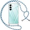 Pnakqil Cover per Samsung Galaxy A16 5G con Cordino, Trasparente Custodia con Laccio Tracolla Cellulare Girocollo Collana Protettiva per Samsung A16 5G 6.7 Pollic, Blu