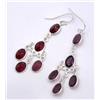 5.80 GM 925 Argento Sterling Naturale Granato Taglio Gemma Bezel Orecchino 5.1cm