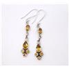 4.50 GM 925 Argento Sterling Naturale Citrino Taglio Gemma Orecchino 5.1cm