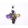 12.80 GM 925 Argento Sterling Naturale Multi Taglio Gemma Sottile Ciondolo 5.1cm