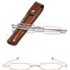 Viseng Piccoli occhiali da lettura in metallo ultraleggeri mini compatto con la custodia in pelle portatile e durevole 1.0