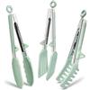 TOWINGO Pinze da Cucina Acciaio Inoxe, 23cm Pinza Barbecue Silicone per Spaghetti Insalata BBQ Carne Pasta, Verde