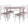Set tavolo e 4 sedie in metallo e legno, 120x70x75 cm