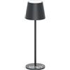 AntDau71 - Lampada da tavolo touch senza fili ricaricabile USB, alluminio satinato abatjour per camera da letto comodino bar ristoranti hotel ufficio, 3 intensità di luce (-NERO-)