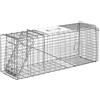 Outsunny Gabbia Trappola per Animali Vivi Pieghevole in Acciaio, 81x26x34.5cm, Argento|Aosom