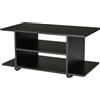 Homcom Mobile Porta Tv Ripiani in Legno con Ruote,Salotto Ingresso Supporto da tavolo TV Nero, 40x40x80cm|Aosom