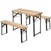 Outsunny Set Birreria 1 Tavolo (120x50cm) 2 Panche (120x25cm) Pieghevoli, Legno di Abete per Esterni/Eventi/Sagre/Picnic