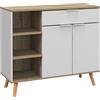 HOMCOM Mobile Multiuso Salvaspazio con 3 Ripiani Aperti, Armadietto e Cassetto, in Truciolato, 95x35x85 cm|Aosom