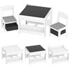 HOMCOM Set Tavolino per Bambini e 2 Sedie, Piano del Tavolo 2 in 1 con Lavagna e Contenitori, Grigio|Aosom