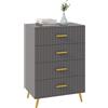 HOMCOM Cassettiera 4 Cassetti Moderna con Guide in acciaio e maniglie in alluminio, piedini antiscivolo,60x40x90 cm, oro Grigio Scuro|Aosom Italy