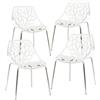 CangLong Set di 4 sedie da giardino Moderna sedia da pranzo impilabile in plastica a guscio cavo per cucina sala da pranzo, bianco