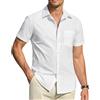 DEMEANOR Camicia da uomo a maniche corte, per il tempo libero, da uomo, vestibilità normale, da lavoro, da uomo, non necessita di stiratura, Bianco reale, S