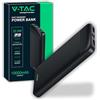 V-TAC Power Bank 10000 mAh con Ricarica Rapida PD 22.5W - Batteria Esterna Sottile con Porta USB Type-C e 2 Porte USB-A - Compatibile iPhone, iPad, Samsung, iPad, Xiaomi - PowerBank Nero