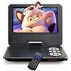 WOLFANG Lettore DVD portatile da 9,5 per bambini in auto con schermo girevole HD da 7,5, altoparlanti stereo, durata della batteria 6 ore, supporto per scheda Sync-TV/USB/SD [Nessun supporto