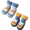Adorel Pantofole Calzini Antiscivolo in Spugna Bambino 2 Paia Gattino Azzurro, Volpe Blu 23 (Taglia del Produttore: 14)