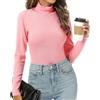 Totatuit Maglione Dolcevita a Maniche Lunghe da Donna,Maglia Donna Collo Alto,Lupetto Leggero Aderente a Manica Lunghe Elegante Elasticizzato Primavera Autunno Basic Top rosa S