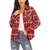 Enjoyoself 100% Cotone Donna Camicia a Quadri Flanella Blusa Casual Manica Lunga Capo Classico Shirts Tops