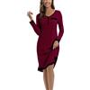 Yukiuiny Maglie Pigiama con Pizzo da Donna, Camicie da Notte in Cotone, Comodo Abbigliamento da Notte per Tutte Stagione (Maniche Lunghe-Strisce,Rosa, XXL)