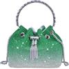 TOPALL Pochette Donna Elegante,Glitter Borsa Secchiello,Brillantini Strass Glitter Pochette e Clutch Donna,Borsa Donna da Sera Piccola con. Glitter/Matrimonio/Festa/Bar/Modo(B-Verde)