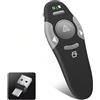 KUIYN Puntatore per Presentazioni, Wireless Presenter, Powerpoint Telecomando,USB Pointer Penna Potente, for Slide, PC, mac,Ricevitore 2-in-1 USB & Type C (K100B)
