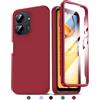 LeYi Cover per Redmi 13C 4G/5G Custodia con Protezione Schermo Integrata, 360 Gradi Protezione Completa Protettiva Custodie Bumper Rugged Cellulare Case per Xiaomi Redmi 13 C, Rosso