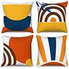 Hnmdmyi Copricuscino Boho 45x45 Set di 4, metà secolo astratto foglia arcobaleno decorativo cuscino copre arancione bruciato moderno geometrico minimalista lino copre cuscino per divano Home Decor