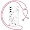 Yoedge Cover con Cordino per Samsung Galaxy A54 5G 6,4, Trasparente Aesthetic Disegni Fiori Custodia con Collana Tracolla Laccio Collo, Morbido TPU Silicone + PC Antiurto Case per Samsung A54, 05