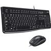 Logitech MK120 Combo Tastiera e Mouse con Filo per Windows, Layout Inglese QWERTY - Nero