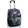 Seven Trolley Scuola, Grigio, Fly Stars, 2 in 1, Doppio Uso, Zaino con Carrello Fisso, Crossover System e Tasca con Organizer, Zaini e Trolley, Viaggio, Bambino Ragazzo