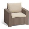 Keter California Set 2 Poltrone in Rattan, Set di 2 Divanetti con Cuscino Incluso Color Cappuccino