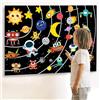 Haoutdory Poster del pianeta per i bambini, bambini del sistema solare con 32 figure di feltro, decorazione colorata della stanza dei bambini, giocattoli del pianeta del sistema solare Modello di spazio Natale