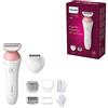 Philips Rasoio da donna Philips Serie 6000 - Rasoio cordless con 6 accessori inclusi Guanto esfoliante, rifinitore per zona bikini (Modello BRL146/00)