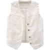 AnnSemo Gilet in denim da donna, elasticizzato, senza maniche, con scollo a V, gilet da cowboy, leggero, giacca di jeans, cappotti, capispalla, cardigan da donna, 1 bianco, M