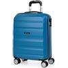 ITACA - Valigia Bagaglio a Mano 55x40x20. Trolley Bagaglio a Mano con 4 Ruote Doppie Girevoli. Valigie Trolley Piccolo da Viaggio Rigide. Materiale ABS Valigia Rigida Resistente e Super Le, Colore Blu