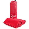 Tex family Set Asciugamani Microfibra 1+1 Viso e Ospite Salva spazio ultra assorbenti per Casa Viaggi Palestra (Rosso)