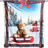 Tex family Plaid Coperta in Morbido Pile Sherpa Digitale Fotografico - Slitta Orsetto
