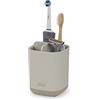 Joseph Joseph EasyStore- Porta Spazzolino e Dentifricio, Compatibile con Spazzolini Elettrici e Tradizionali, 3 Scomparti, Contenitore da Bagno Smontabile in Finitura Opaca- Medio, Beige