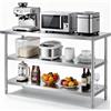 VEVOR Tavolo per La Preparazione degli Alimenti in Acciaio Inossidabile, Tavolo da Lavoro da Cucina Commerciale 457 x 1219 x 864 mm 2 Ripiani Inferiori Regolabili, per Barbecue, Cucina, Casa, Garage