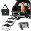 VEVOR Scala Gradini Larghi per Auto per Cani 5 Gradini, Rampa Pieghevole con Superficie Antiscivolo, Animali Domestici Gradini Portatili in Alluminio Leggero per SUV e Camion, Supporta Fino a 68 KG