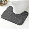 MIULEE Tappeto da Bagno in Memory Foam Antiscivolo - Morbido, Assorbente, Lavabile - Superficie con Effetto Ciottoli a Forma di U per WC, 50x40 cm, Grigio