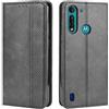 HualuBro Cover per Motorola Moto G8 Power Lite, Flip Cover a Libro in Retro PU Pelle Magnetica Antiurto Case Portafoglio Custodia per Motorola Moto G8 Power Lite Cover (Nero)