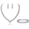 EVER FAITH Collana e Orecchini Foglia pizzo trasparente pavimenta completa gioielli Cubic Zirconia Matrimonio Set Argento-fondo
