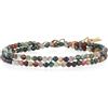 COAI Bracciale Fine da Donna Doppio Strato di Perline di Agata Indiana, Bracciale da Donna in Pietre Naturali 3mm, Tormalina/Agata Indiana/Pietra di Luna