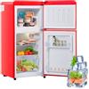 Generic Frigorifero combinato doppia porta 60 litri volume congelatore 22 litri frigorifero 102 kWh/anno -27°C ∽ 13°C conservazione differenziata mini frigorifero per camera da letto rosso