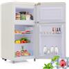 Generic Frigorifero retrò 72 litri doppia porta superiore e inferiore con volume congelatore di 21 litri frigorifero combinato 120 kWh/anno mini frigorifero bianco