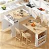 A ALFRESCOOL Tavolo estraibile con vano portaoggetti (133 - 202 × 70 × 93,5 cm), con 2 cassetti e 2 scomparti, tavolo allungabile per 2 - 6 persone, carrello da cucina con ripiani laterali, bianco
