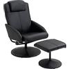 HOMCOM Poltrona Relax Reclinabile con Pouf Poggiapiedi Abbinato e Rivestimento in Finta pelle, 71x78x101cm, Nero