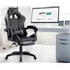 FENIXSHOP24 Sedia/Poltrona Gaming Ergonomica Massaggiante Reclinabile con Poggiapiedi Poggiatesta e Supporto Lombare Braccioli X Gamer con Ruote Girevoli Nero/Grigio HLD-920 (Nera/grigia)