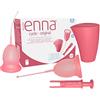 Enna Cycle M - APPLICATORE + 2 COPPETTA Mestruale + CONTENITORE per la STERILIZZAZIONE /FDA Approvata /3 TAGLIE / SILICONE di grado MEDICALE